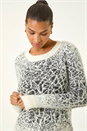 Ivory  Mosaic Print Fluffy Jumper, Image 4 of 5