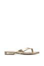 Gold XY LONDON Gold 'Rio' Thong Strap Slip On Flip Flop Square Toe Slide, Image 1 of 5