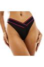 Grey Striped VCut Bikini Bottoms, Image 3 of 4