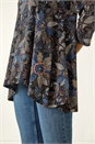 Blue Floral Puff Print Stretch Tunic, Image 4 of 5