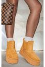 Camel iKrush Camel Edith Fluffy Platform Sole Chelsea Faux Fur Lined Ankle Boots, Image 1 of 8