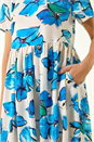Blue Floral Smock Midi Dress, Image 5 of 5
