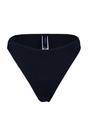 Black Minimal High Leg Regular Waist Bikini Bottom with Clean Finish, Image 2 of 4