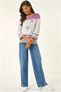 Ivory  Floral Stripe Knit Jumper, Image 1 of 6