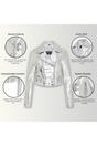 Silver Cropped Brando Leather Biker Jacket, Image 3 of 7