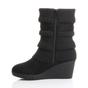 Black AJVANI Black Mid Wedge Heel Slouch Ankle Boots, Image 3 of 6