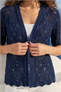 Navy  Petite Pointelle Open Cardigan, Image 4 of 4