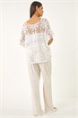 White Floral Crochet Knit Top, Image 4 of 6
