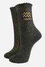 Black Embroiderd Aquarius Zodiac Glitter Socks, Image 1 of 4