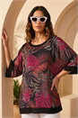 Black Leaf Print Tunic Top, Image 1 of 4