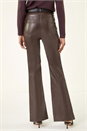 Chocolate Faux Leather Bootcut Full Length Trouser, Image 4 of 5