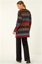 Black Jacquard Longline Knit Cardigan, Image 3 of 5