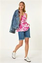 PINK Floral Print Stretch Vest Top, Image 1 of 5