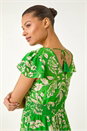 Green Floral Frill Maxi Dress, Image 4 of 5