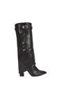 Black XY LONDON Black 'Aaliyah' Fold Over Boots Block Heel Buckle Point Toe, Image 1 of 7