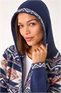 Navy  Jacquard Zip Through Knit Cardigan, Image 5 of 7