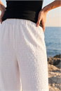 White Petite Textured Cropped Stretch Trouser, Image 4 of 4