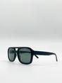 Black Navigator Retro Style Plastic Frame Sunglasses, Image 2 of 6
