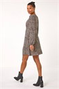 Beige Animal Print Bow Mini Dress, Image 3 of 5