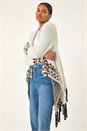Ivory  Fluffy Fringe Poncho, Image 2 of 5