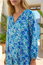 Blue Floral Print Border Smock Dress, Image 4 of 4