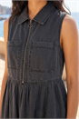Black Collared Front Zip Midi Dress, Image 4 of 4