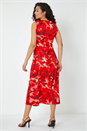 Red Dusk Marble Print Chiffon Midi Dress, Image 3 of 5