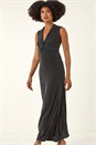 Silver Shimmer Twist Detail Stretch Maxi Dress, Image 5 of 6
