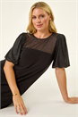 Black Petite Sparkle Contrast Dress, Image 1 of 5