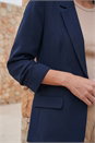 Navy  Ruched 3/4 Sleeve Blazer Jacket, Image 4 of 4