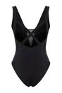 Black Plunge Mesh Panel Detail High Leg Swimsuit, Image 4 of 5