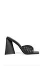 Black XY LONDON Black 'Maylin' Quilted Square Toe Sculptured Flared High Heels, Image 1 of 5