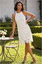 Ivory  Dusk Floral Crochet High Neck Dress , Image 1 of 4