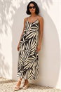 Black Dusk Mono Leaf Print Maxi Dress, Image 4 of 4