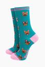 Teal French Bulldogs Bamboo Socks - Teal, Image 1 of 4