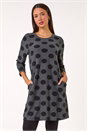 Dark Grey A-Line Spot Print Dress, Image 1 of 5