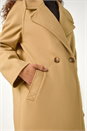 Tan Longline Double Breasted Coat, Image 5 of 8