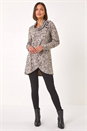 Grey Floral Print Cowl Neck Top, Image 2 of 5