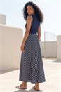 Navy  Chevron Print Ribbed Midi Dress, Image 3 of 4