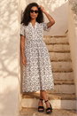 White Floral Embroidered Button Midi Dress, Image 2 of 4