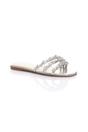 Silver Flat Diamante Sandals Flip Flops Sliders, Image 1 of 4