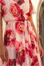 PINK Floral Print Midi Wrap Dress, Image 4 of 4