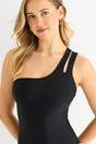 Black Gini London Black One shoulder Cutout Strap Swimsuit, Image 3 of 4