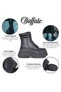 Black Womens Heel Mid High Combat Boots-Fusion, Image 3 of 7