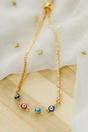 Gold Tiny Turkish Evil Eye Adjustable Bracelet, Image 2 of 2