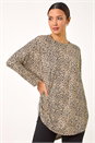 Natural  Animal Print Stretch Tunic Top, Image 4 of 5