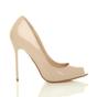 Natural High Heel Peep Toe Patent Court Shoes, Image 2 of 8