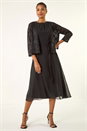 Black Glitter Sequin Lace Top, Image 3 of 5