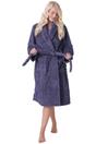 Grey Camille Lingerie Grey Supersoft Fleece Jaquard Bathrobe, Image 2 of 5