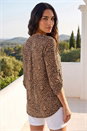 Beige Animal Print Stretch Blouse, Image 3 of 4